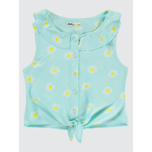 تاپ یقه دار دخترانه ترک جلو دکمه