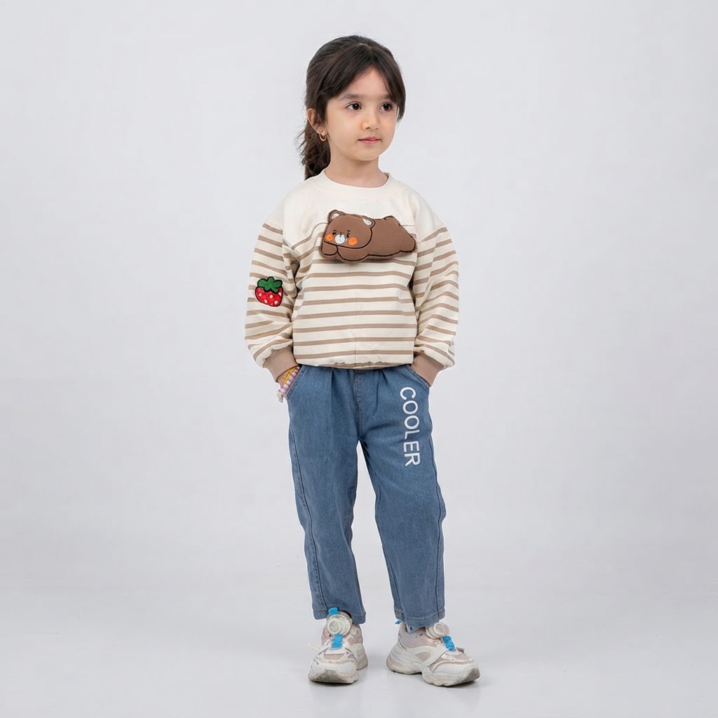 ست دو تیکه بلوز دورس و شلوار لی